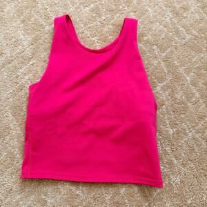 Hatley Girl’s Hot Pink Crop Top Athletic Tank with Built In Bra - 8